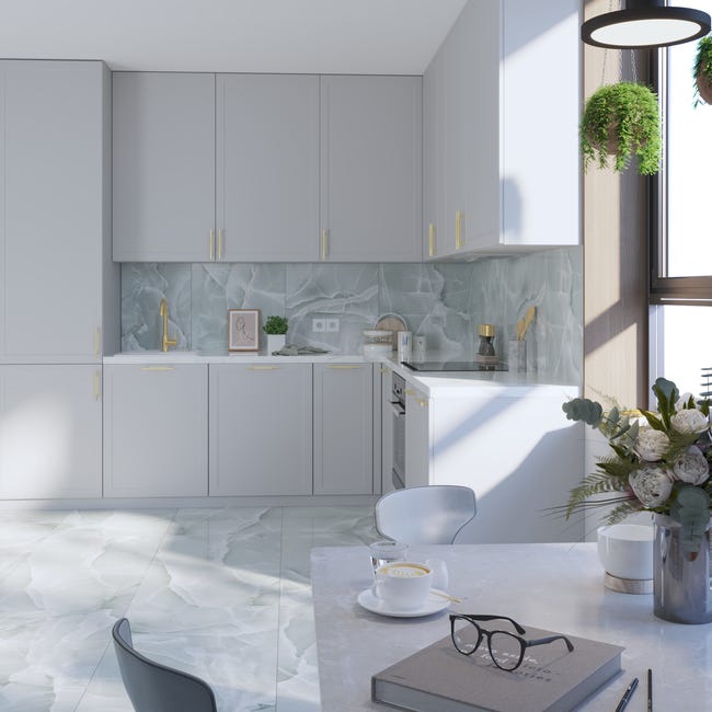 Leroymerlin Piastrella Da Rivestimento Interno Rettificato ALTEA In Gres Porcellanato Smaltato Lucido Onice Blu 120 X 60cm Sp. 7 Mm Traffico Medio Forte (pei 3/5)