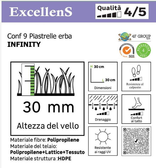 Leroymerlin Piastrelle Ad Incastro 4F GROUP Erba 9 Pezzi In Pvc 30 X 30 Cm Sp 30 Mm Verde