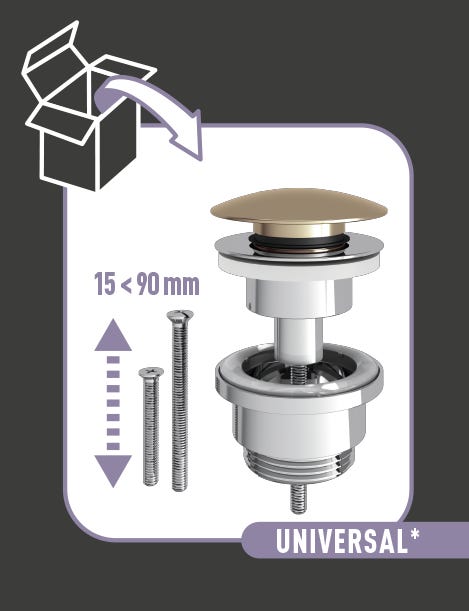 Leroymerlin Piletta Per Lavabo Click-clack EQUATION In Ottone Prodotto Senza Finitura Attacco 1 1/4" Foro Ø 40 Mm Con Troppopieno