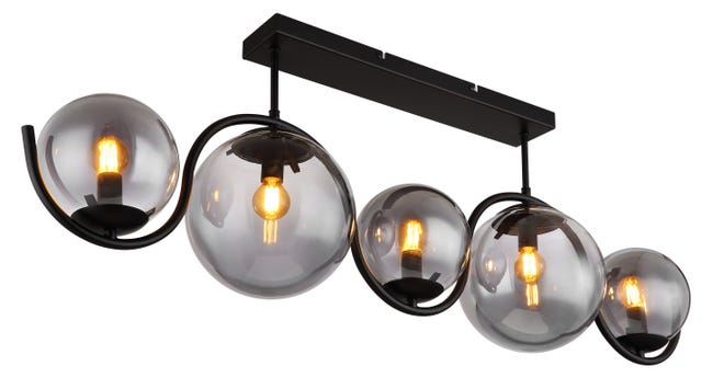 Leroymerlin Plafoniera Moderno Porry 5 X E14 Nero 20 Cm