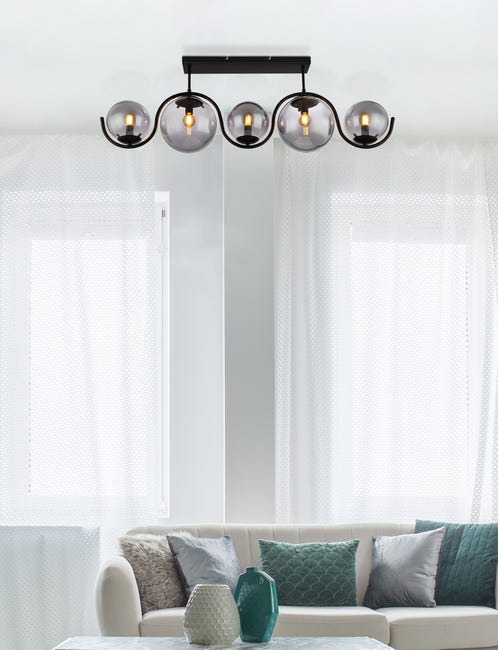 Leroymerlin Plafoniera moderno Porry 5 x E14 nero 20 cm