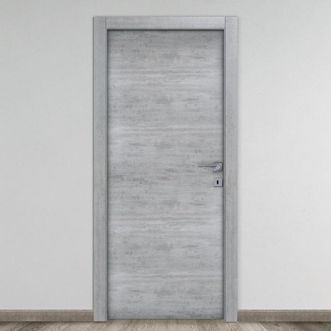 Leroymerlin Porta Battente Beton Grigio L 80 X H 210 Cm Reversibile