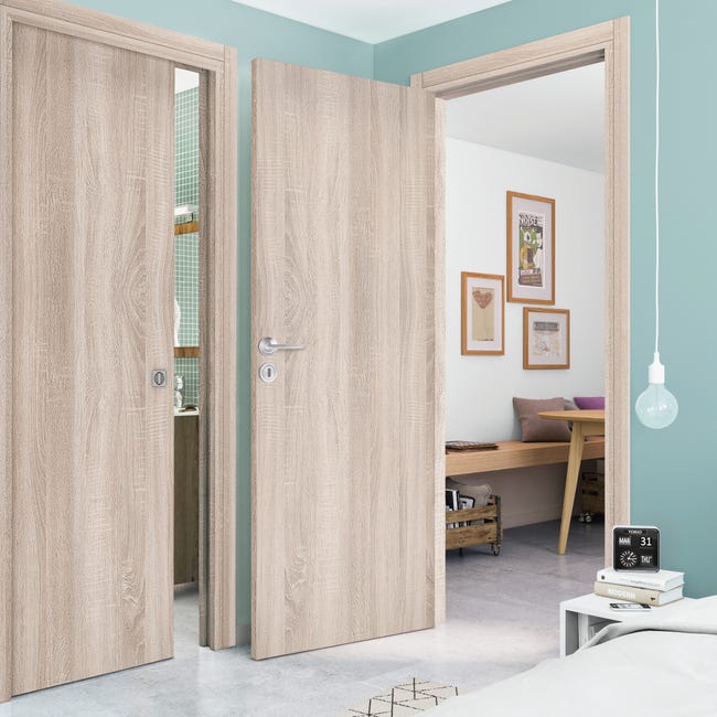 Leroymerlin Porta Battente Brush Rovere L 80 X H 210 Cm Reversibile