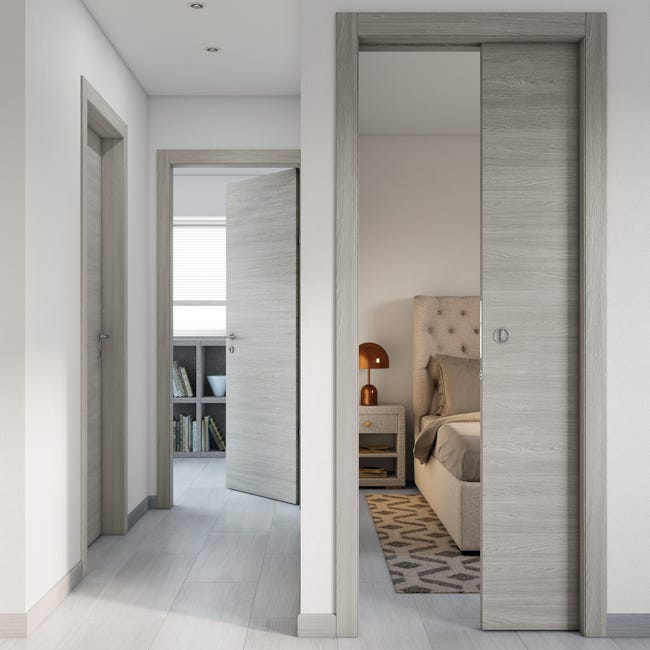 Leroymerlin Porta Battente Cambridge Rovere Grigio L 70 X H 210 Cm Reversibile
