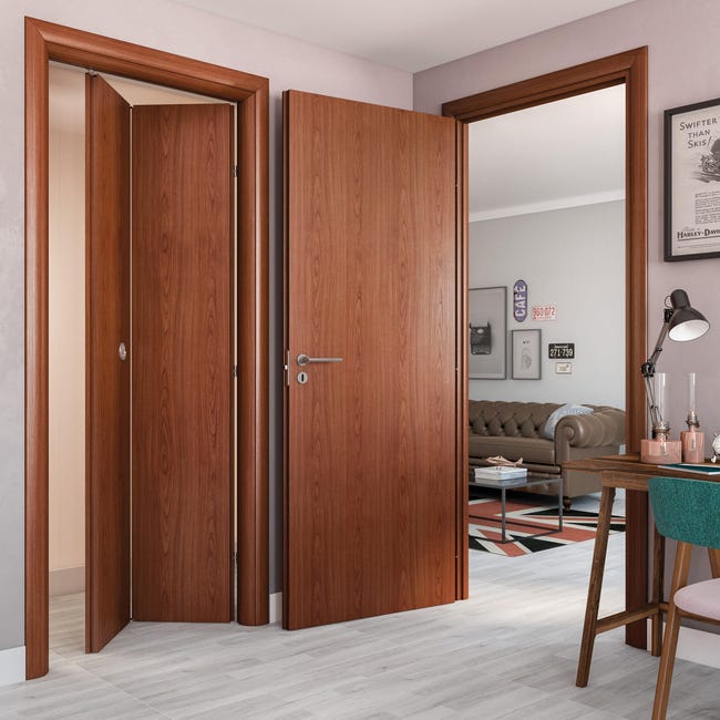 Leroymerlin Porta Pieghevole A Libro Simmetrica Rose Ciliegio L 80 X H 210 Cm Sinistra