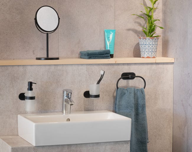 Leroymerlin Porta Salviette Ad Anello Orea Black Verniciato L 20.5 Cm