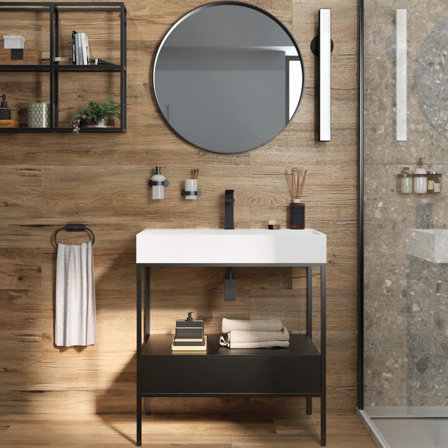 Leroymerlin Porta Salviette Ad Anello Orea Black Verniciato L 20.5 Cm