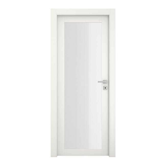 Leroymerlin Porta Tamburata Battente Glass Vetrata Bianco L 80 X H 210 Cm Sinistra