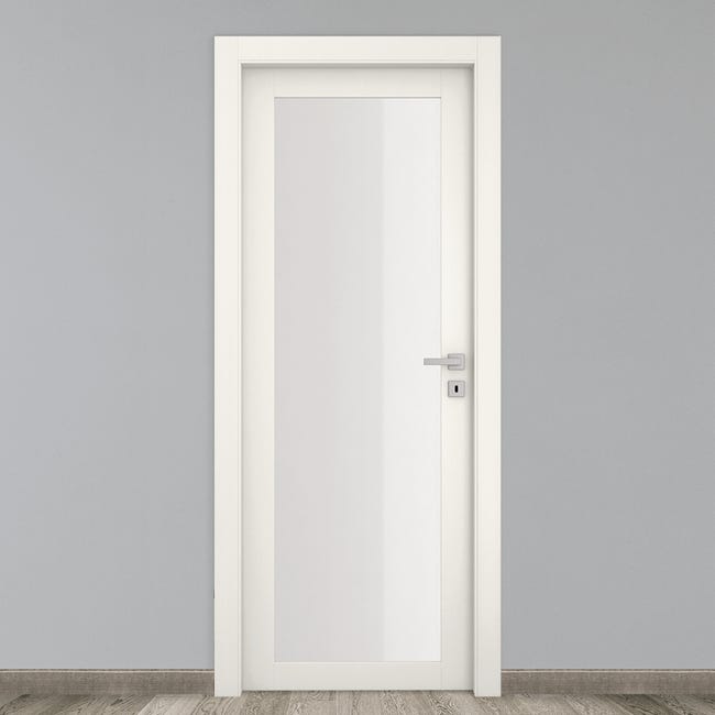 Leroymerlin Porta tamburata battente Glass vetrata bianco L 80 x H 210 cm sinistra