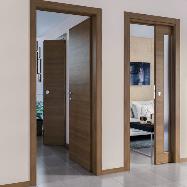 Leroymerlin Porta Tamburata Scorrevole Stenophylla Marrone L 70 X H 210 Cm Reversibile