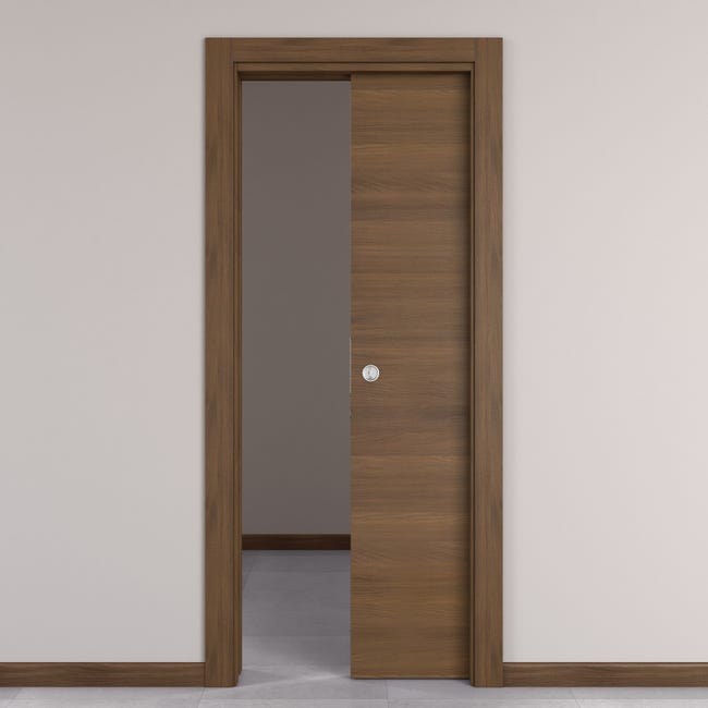 Leroymerlin Porta tamburata scorrevole Stenophylla marrone L 70 x H 210 cm reversibile