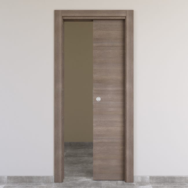 Leroymerlin Porta tamburata scorrevole Stylish grigio L 80 x H 210 cm reversibile