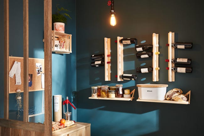 Leroymerlin Portabottiglie 6 Posti Da 6 Bottiglie In Acciaio Marrone ASTIGARRAGA L 7.5 X H 60.5 X Sp 9.5 Cm