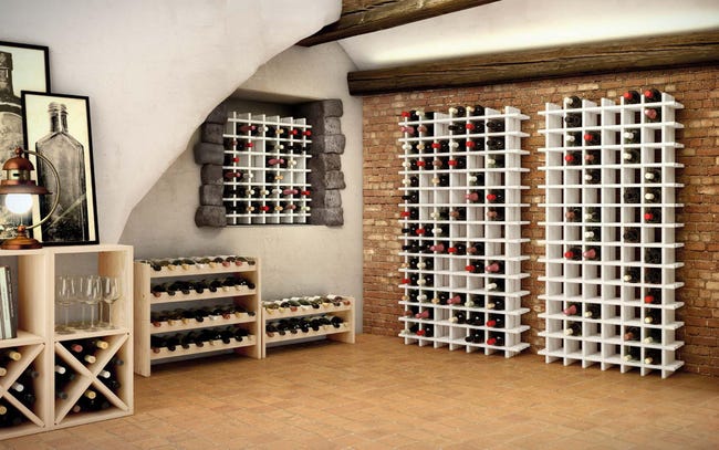 Leroymerlin Portabottiglie Katea 16 Da 16 Bottiglie In Legno Beige ASTIGARRAGA L 68.4 X H 30 X Sp 25 Cm