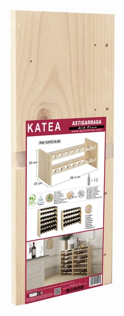 Leroymerlin Portabottiglie Katea 16 Da 16 Bottiglie In Legno Beige ASTIGARRAGA L 68.4 X H 30 X Sp 25 Cm