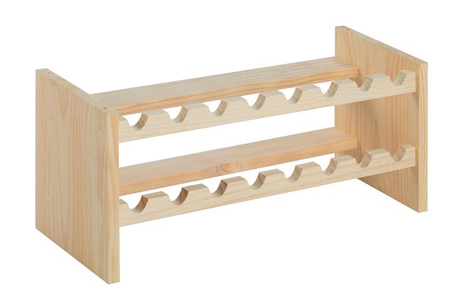 Leroymerlin Portabottiglie Katea 16 da 16 bottiglie in legno beige ASTIGARRAGA L 68.4 x H 30 x Sp 25 cm