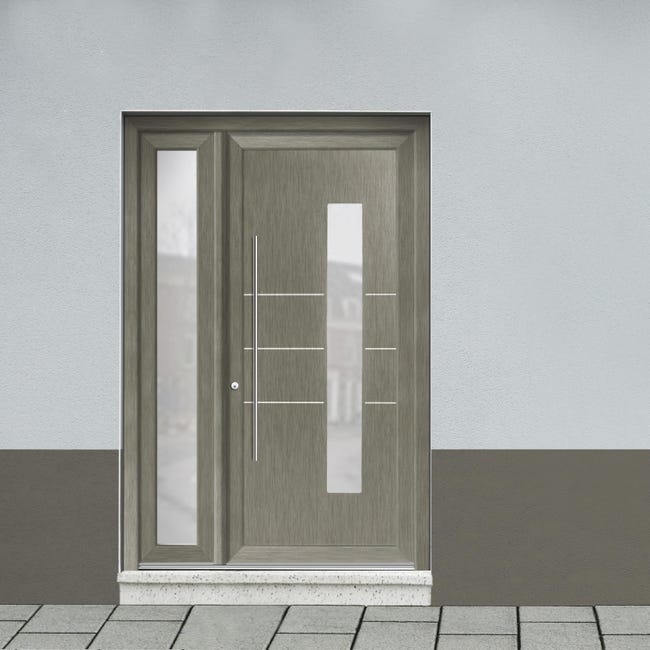 Leroymerlin Portoncino d'ingresso in pvc Modern4 L 90 x H 210 cm grigio apertura destra