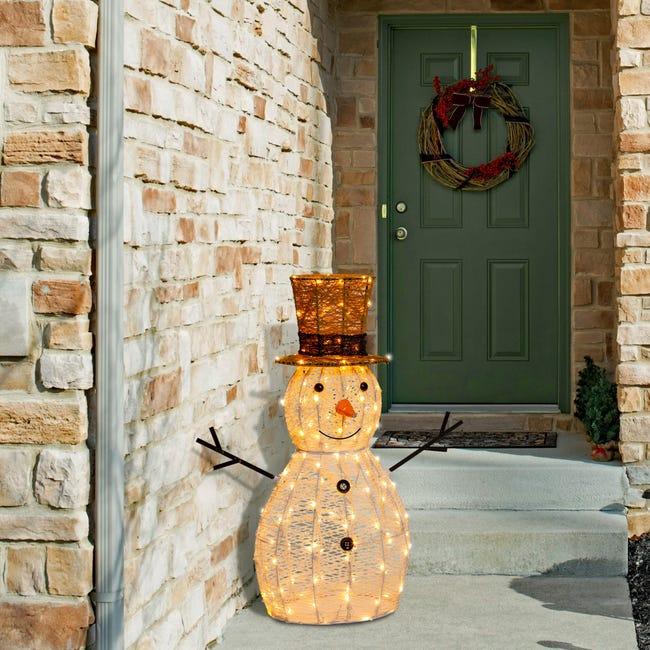 Leroymerlin Pupazzo Di Neve Decorativo 3D 160 Lampadine Bianco Caldo H 70 Cm