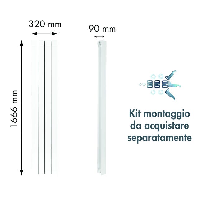 Leroymerlin Radiatore Acqua Calda PRODIGE SUPERIOR In Alluminio 4 Elementi Interasse 600 Mm Bianco