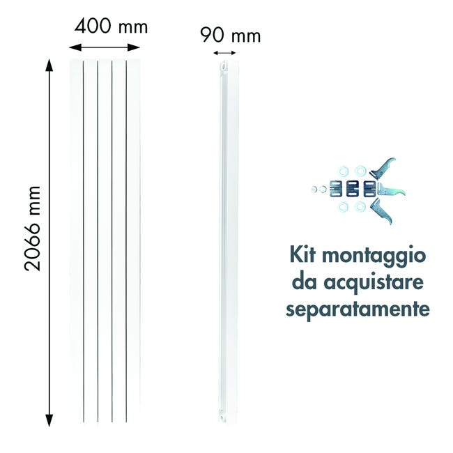 Leroymerlin Radiatore Acqua Calda PRODIGE SUPERIOR In Alluminio 5 Elementi Interasse 2000 Mm Bianco