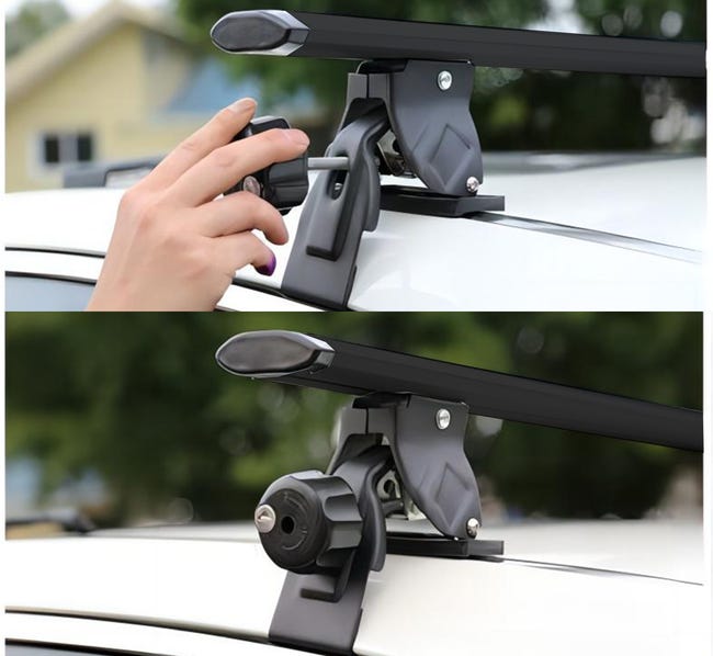 Leroymerlin Rebeca Shop® Barre Da Tetto Portapacchi Universali Con Serratura Antifurto Nero Adatte Per Auto Con Tetto Liscio Senza Barre Longitudinali 130cm