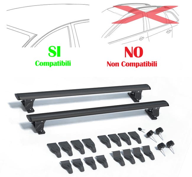 Leroymerlin Rebeca Shop® Barre Da Tetto Portapacchi Universali Con Serratura Antifurto Nero Adatte Per Auto Con Tetto Liscio Senza Barre Longitudinali 130cm