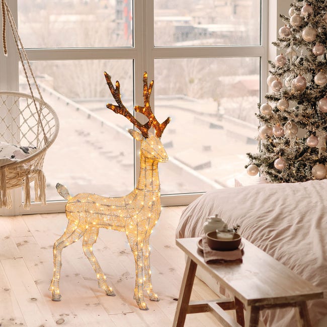 Leroymerlin Renna 3D 200 Lampadine Bianco Caldo H 105 Cm