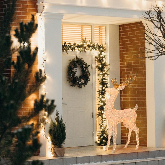 Leroymerlin Renna Natalizia Bianca LED 380 Lampadine Bianco Caldo H 160 Cm