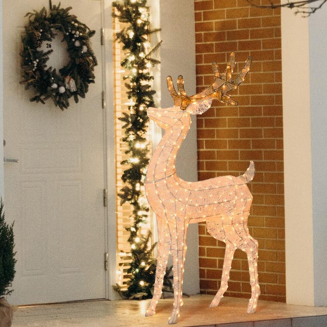 Leroymerlin Renna natalizia bianca LED 380 lampadine bianco caldo H 160 cm