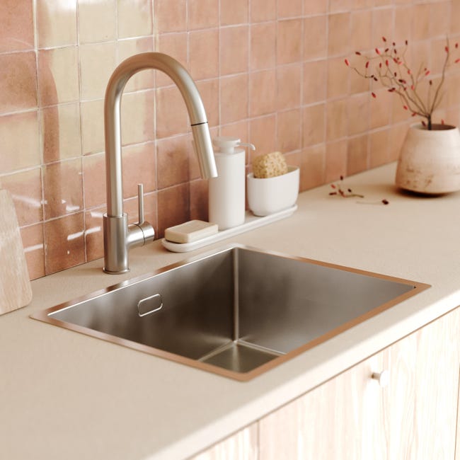 Leroymerlin Rubinetto Da Cucina A Doccetta A Collo Di Cigno Lily Nichel Spazzolato Opaco DELINIA