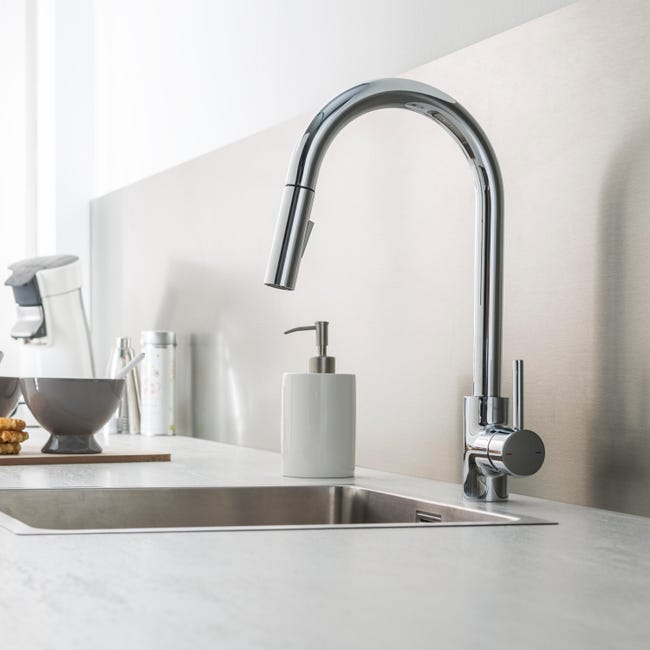 Leroymerlin Rubinetto Da Cucina A Doccetta A Collo Di Cigno Lily Cromo Lucido DELINIA