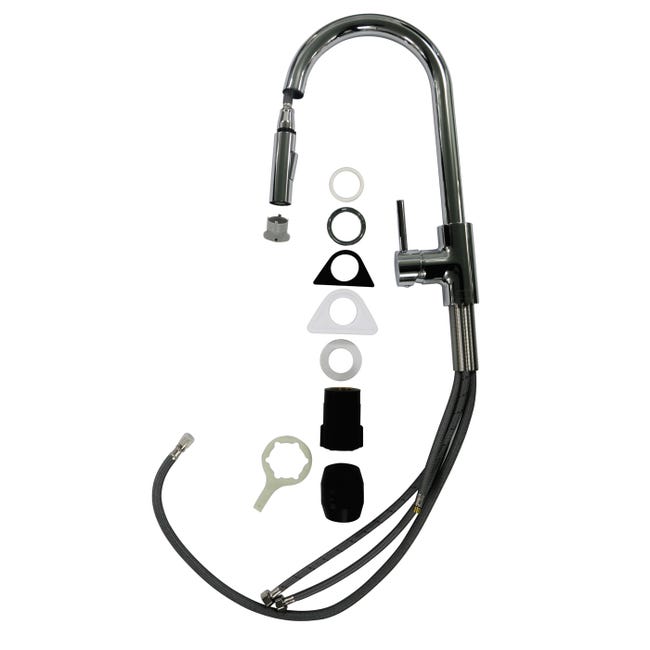 Leroymerlin Rubinetto Da Cucina A Doccetta A Collo Di Cigno Lily Cromo Lucido DELINIA