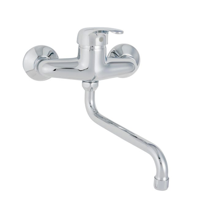 Leroymerlin Rubinetto da cucina a s Natu argento cromato lucido DELINIA