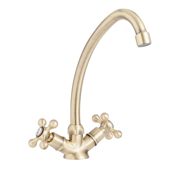 Leroymerlin Rubinetto da cucina fisso a c Mauna bronzo ramato satinato DELINIA