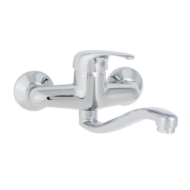 Leroymerlin Rubinetto da cucina fisso a s Natu argento cromato lucido DELINIA