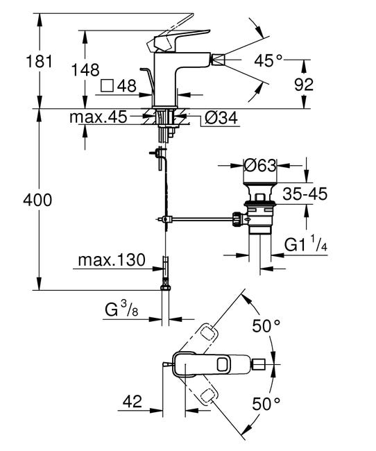 Leroymerlin Rubinetto Per Bidet Clova Pulse Cromato Lucido GROHE