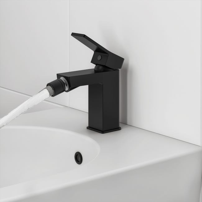 Leroymerlin Rubinetto per bidet Studio nero spazzolato lucido SENSEA