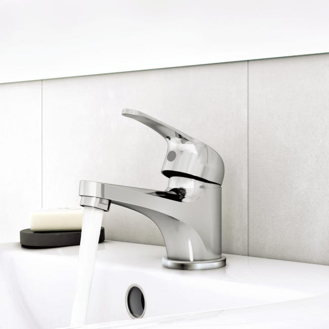 Leroymerlin Rubinetto per lavabo a canna bassa Natu cromo lucido SENSEA H 10 cm