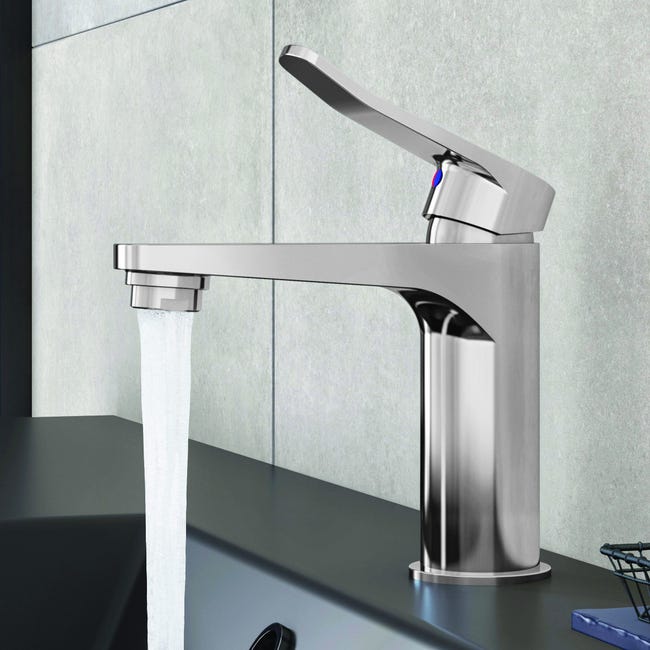 Leroymerlin Rubinetto per lavabo a canna media Bora cromato lucido SENSEA H 15.69 cm