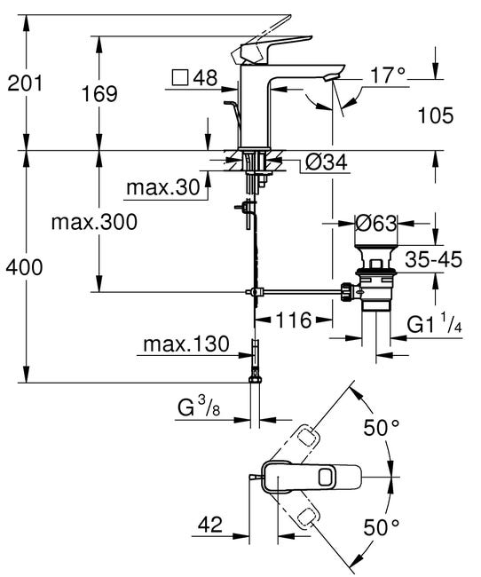 Leroymerlin Rubinetto Per Lavabo A Canna Media Clova Pulse Cromato Lucido GROHE