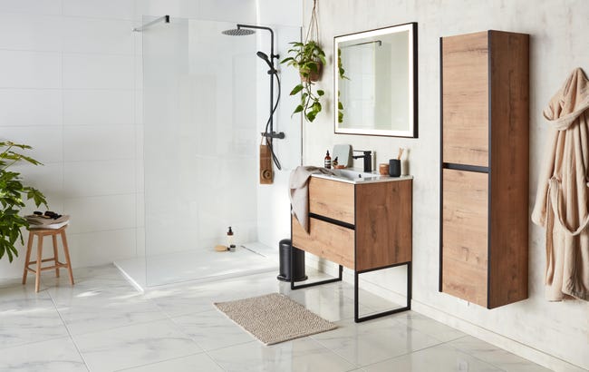 Leroymerlin Rubinetto Per Lavabo A Canna Media Studio Nero Spazzolato Opaco SENSEA H 16 Cm