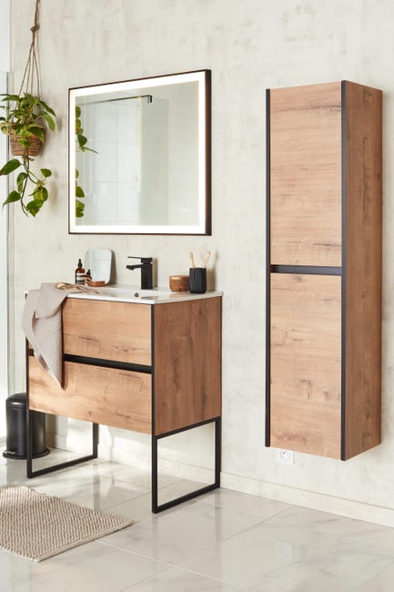 Leroymerlin Rubinetto Per Lavabo A Canna Media Studio Nero Spazzolato Opaco SENSEA H 16 Cm