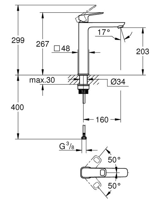 Leroymerlin Rubinetto Per Lavabo Clova Pulse Nero Spazzolato Opaco GROHE