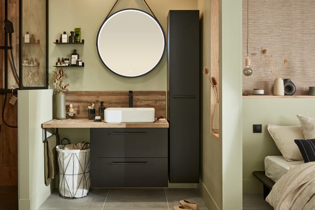 Leroymerlin Rubinetto Per Lavabo Studio Nero Cromato Opaco SENSEA H 35 Cm