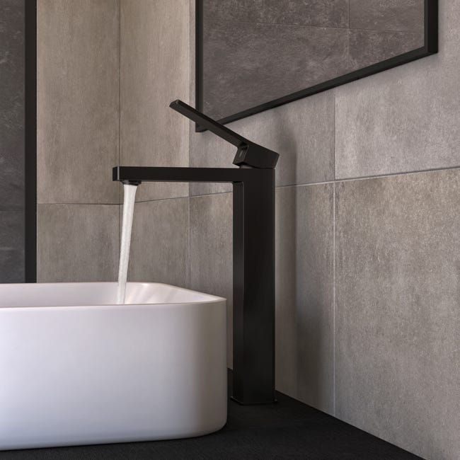 Leroymerlin Rubinetto per lavabo Studio nero cromato opaco SENSEA H 35 cm