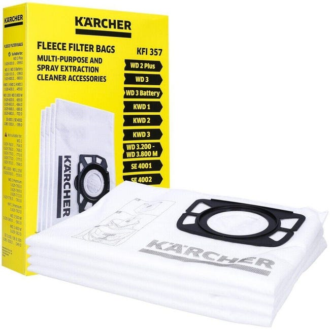 Leroymerlin Sacchetto Di Aspirazione KARCHER FILTRO IN VELLO Poliestere 19 L Per Wd 2 Wd 3 E Se 4 Pezzi