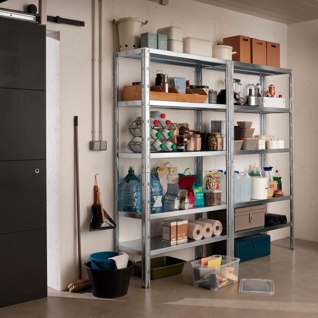 Leroymerlin Scaffale In Kit 5 Ripiani L 100 X P 40 X H 188 Cm Grigio Portata Per Ripiano 150 Kg