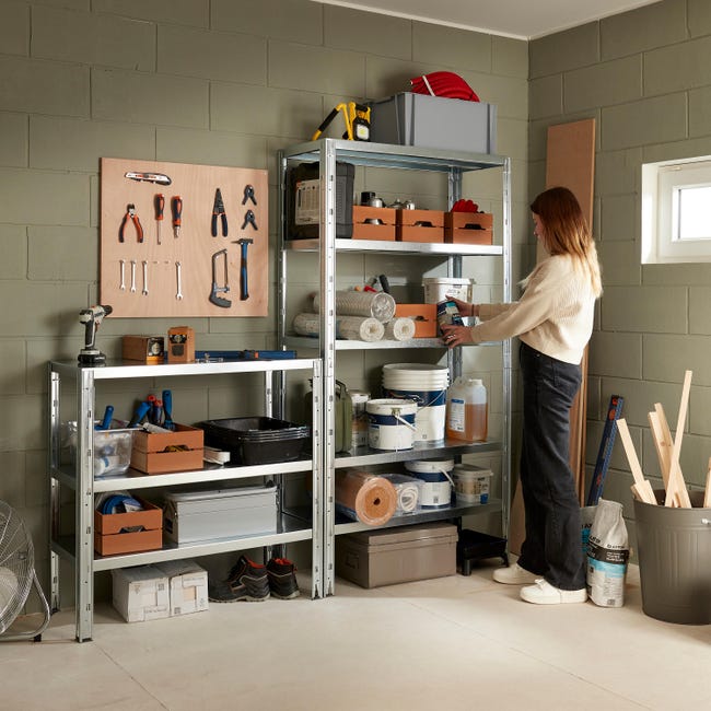 Leroymerlin Scaffale In Kit 5 Ripiani L 100 X P 40 X H 188 Cm Grigio Portata Per Ripiano 150 Kg