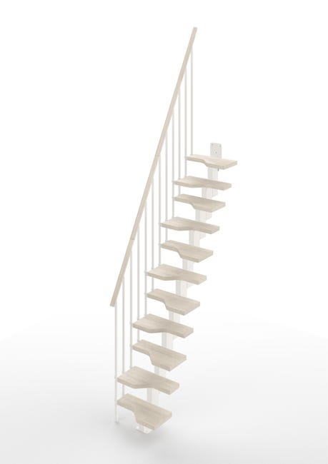 Leroymerlin Scala a rampa passo giapponese Bria larghezza 61 cm struttura in metallo bianco gradini in legno bianco