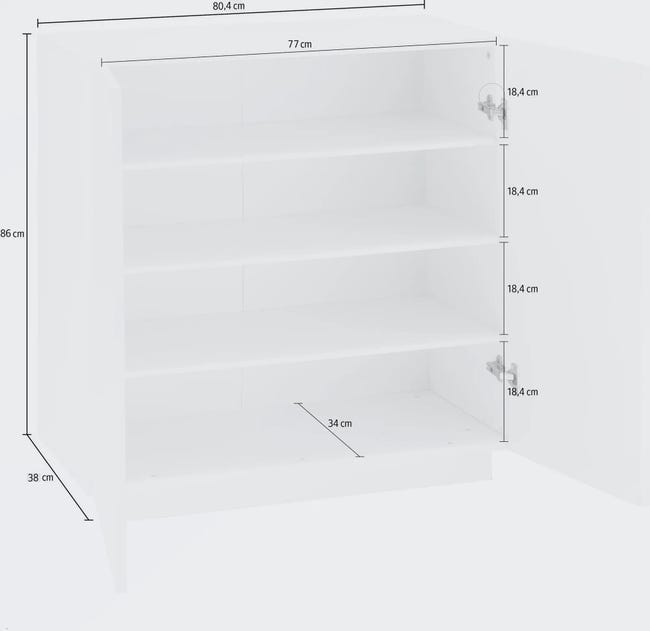 Leroymerlin Scarpiera 2 Ante L 80.4 X H 86 X P 38 Cm 16 Paia Bianco